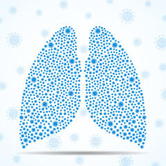 Abstract human lung with coronavirus molecules. Coronavirus 2019-nCoV new virus epidemic. Vector illustration