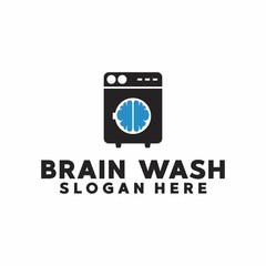 Brain Wash logo. Creative brain logo concept