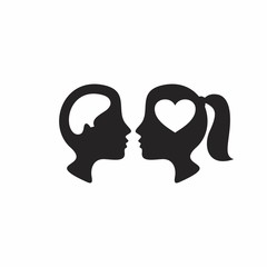 Man and girl thinking love, Creative mind, learning and design icons, people symbol. Creative brain logo concept