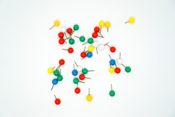 The colourful pins with white background