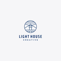 Light House logo template design in Vector illustration 
