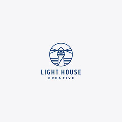 Light House logo template design in Vector illustration 
