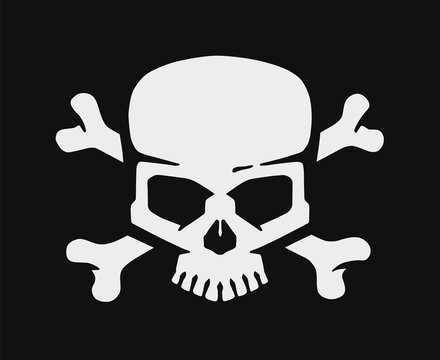 Skull and bones. Jolly roger pirate vector flag.