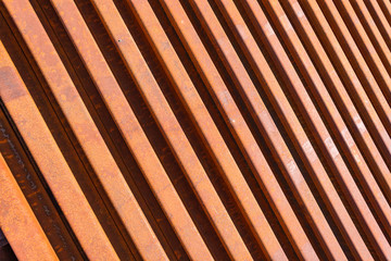 Railway New Steel Lines Tracks Stacked Outdoor Closeup Abstract Transport Manufacturing Infrastructure Equipment