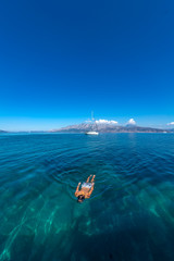Man snorkeling in the Ionian