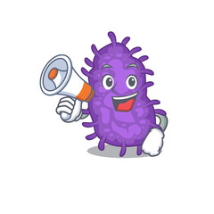 Cartoon character of bacteria bacilli having a megaphone