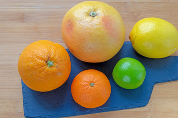 set of citrus fruit against spring vitamin deficiency