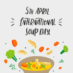 Hand drawn vector illustration of chicken soup