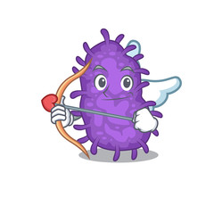 Bacteria bacilli in cupid cartoon character with arrow and wings