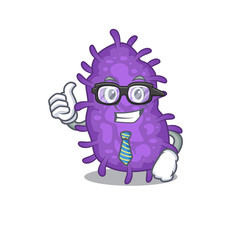 An elegant bacteria bacilli Businessman mascot design wearing glasses and tie
