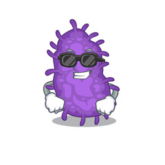 Cool bacteria bacilli cartoon character wearing expensive black glasses