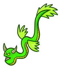 Funny and cool green dragon get angry
