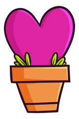 Funny and cute heart growing in a pot