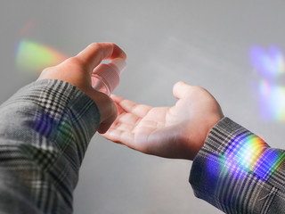 Hand of lady that applying alcohol spray hand sanitiser to hand to prevent the spread of bacteria and virus. Keeping the hand clean is a very important personal hygiene. Personal hygiene concept.