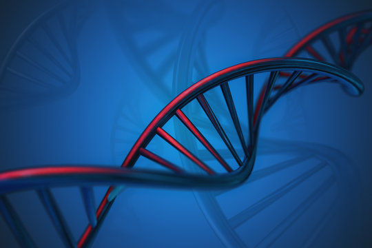 Clean 3d illustration of DNA structure. Abstract background.