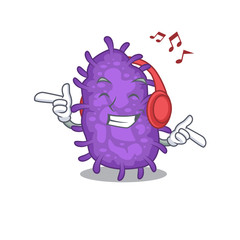 Bacteria bacilli Cartoon design concept listening music