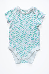 Baby's bodysuit isolated on white background/ Close-up/ Top-view/ Baby clothes 