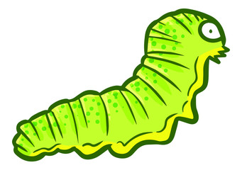 Cute and funny light green worm crawling
