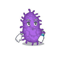 Mascot design of bacteria bacilli showing waiting gesture