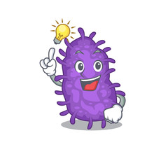 Mascot character design of bacteria bacilli with has an idea smart gesture