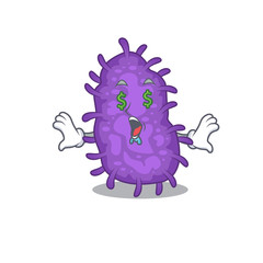 Rich cartoon character design of bacteria bacilli with money eyes
