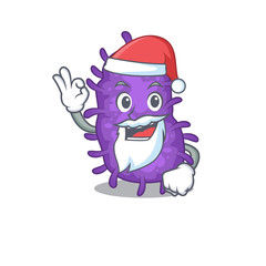 Bacteria bacilli Santa cartoon character with cute ok finger