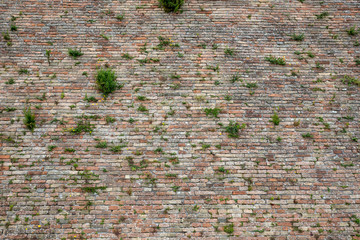 Ancient red brick wall