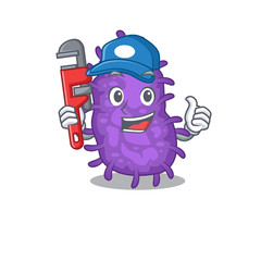 Bacteria bacilli Smart Plumber cartoon character design with tool