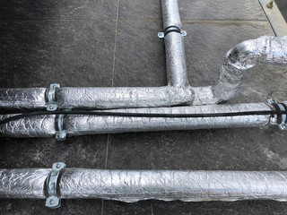 thermally insulated water pipes on the pipeline