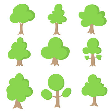 Hand painted tree Isolated on white background, vector illustration.