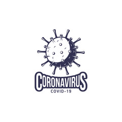 Coronavirus bacteria covid 19, stop china infection, quarantine, Stop Coronavirus, isolated on white background, badges and logos, Vector illustration in the old-fashioned style and line-art style