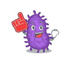 Bacteria bacilli presented in cartoon character design with Foam finger
