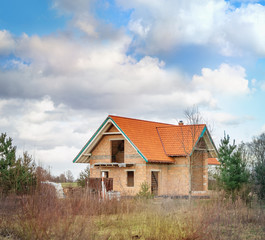 Construction of a new house  from a ceramic blocks