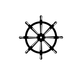 Obraz premium ship steering wheel nautical maritime sail boat theme vector logo design