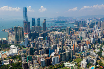 Top view of Hong Kong city skyline