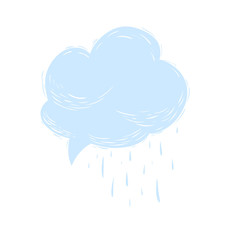 Speech bubble and thought balloon. Hand drawn. Vector. Rain