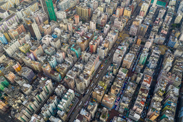 Fototapeta premium Top view of Hong Kong city