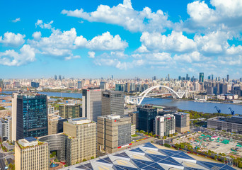 Fototapeta na wymiar City Scenery of Huangpu River bank, Shanghai, China