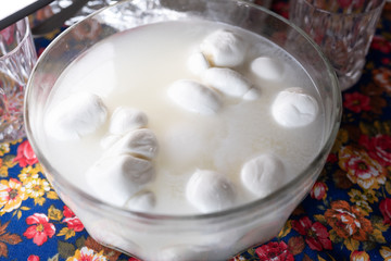 mozzarella dipped in water