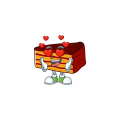 Charming dobos torte cartoon character with a falling in love face