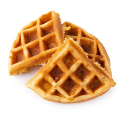Freshly baked waffles isolated over white background.