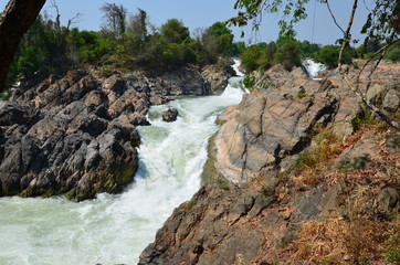 Wunderschöne Landschaft: Die Flussarme des Mekong bei Muang Khong, Laos