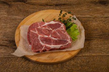 Raw pork steak