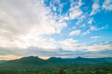 Landscape mountain sunrise blue sky with cloud