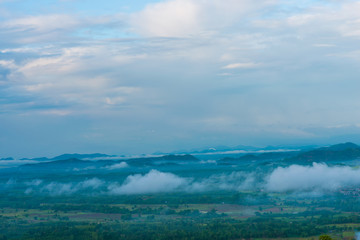Landscape mountain sunrise blue sky with cloud