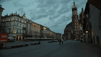 Rynek (Main Square) in Krakow During Quarantine COVID-19