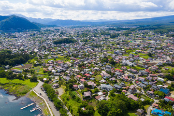 Aerial view of kawaguchiko in Japan