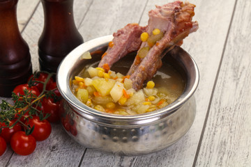 Peas soup with ribs