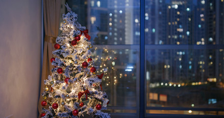 Obraz premium Christmas tree decoration at night