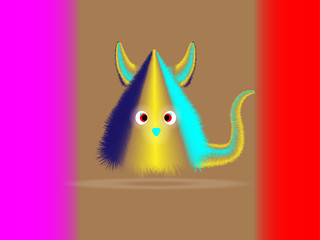 furry cartoon on brown background